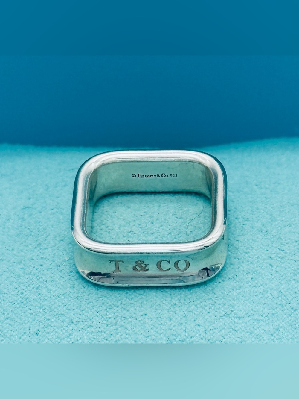 Tiffany and Co. unisex square sterling silver ring size 9.5 - Picture 6 of 10